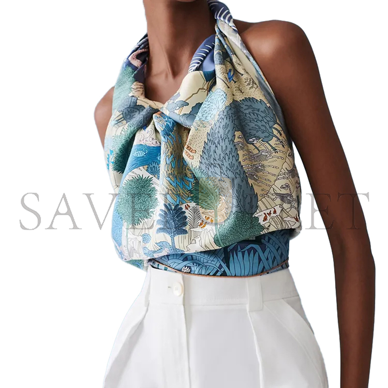 HERMES LES FOLIES DU FAUBOURG SCARF 90 H003953S 09 (88.5*88.5cm)